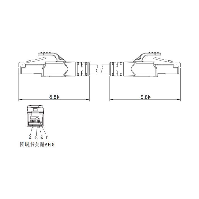 RJ45 Straight male Turn RJ45 straight male、双端预铸PVC非柔性电缆、带屏蔽、绿色护套、0C3043-XXX